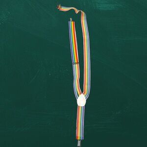 Rainbow Suspenders Adjustable Girls Boys Multicolored Elastic Metal Clips